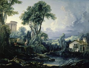 Paysage avec moulin à eau